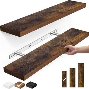 Floating Shelves, 22.5" Wall Mounted Wood Shelves for Bathroom, Bedroom